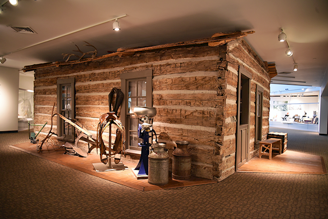 The history museum, a wooden cabin inside our downstairs gallery